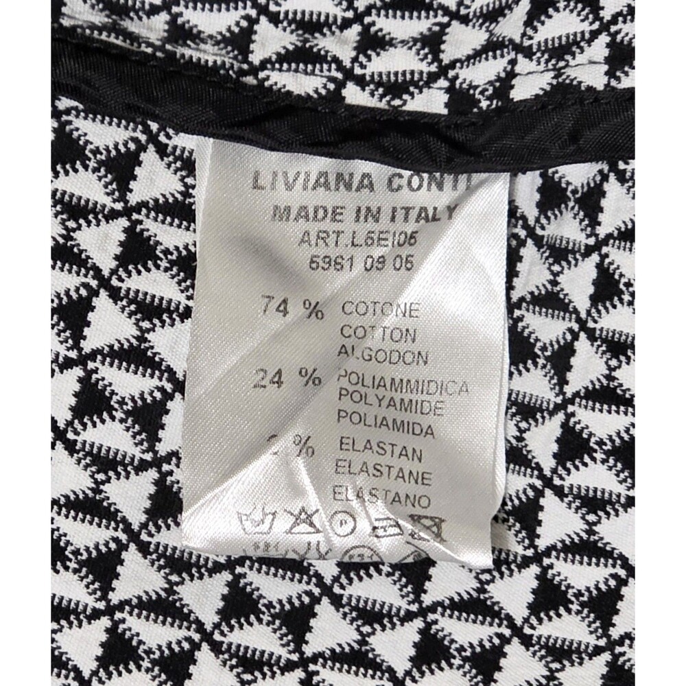 LIVIANA CONTI Women's Black White Geometric Print Coat Sz 44 Large US 6 Designer - Picture 7 of 11